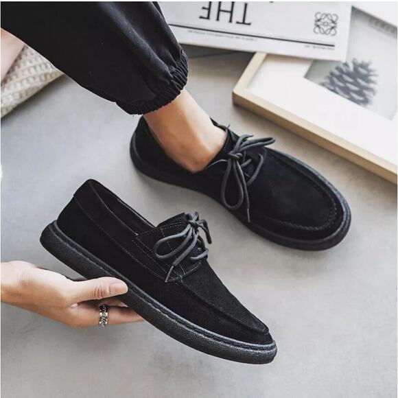 Zara Shoes - Zara Women’s Flat Split Real Suede Lace Up Loafers Shoes In Black Sz 36/6 US